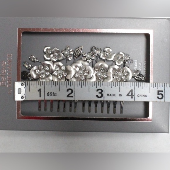 Believe by Brilliance Fine Sliver Plated Hair Comb with Genuine Cubic Zirconi... - Picture 4 of 7